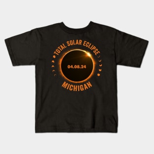 Michigan Total Solar Eclipse 2024 American Totality April 8 Kids T-Shirt